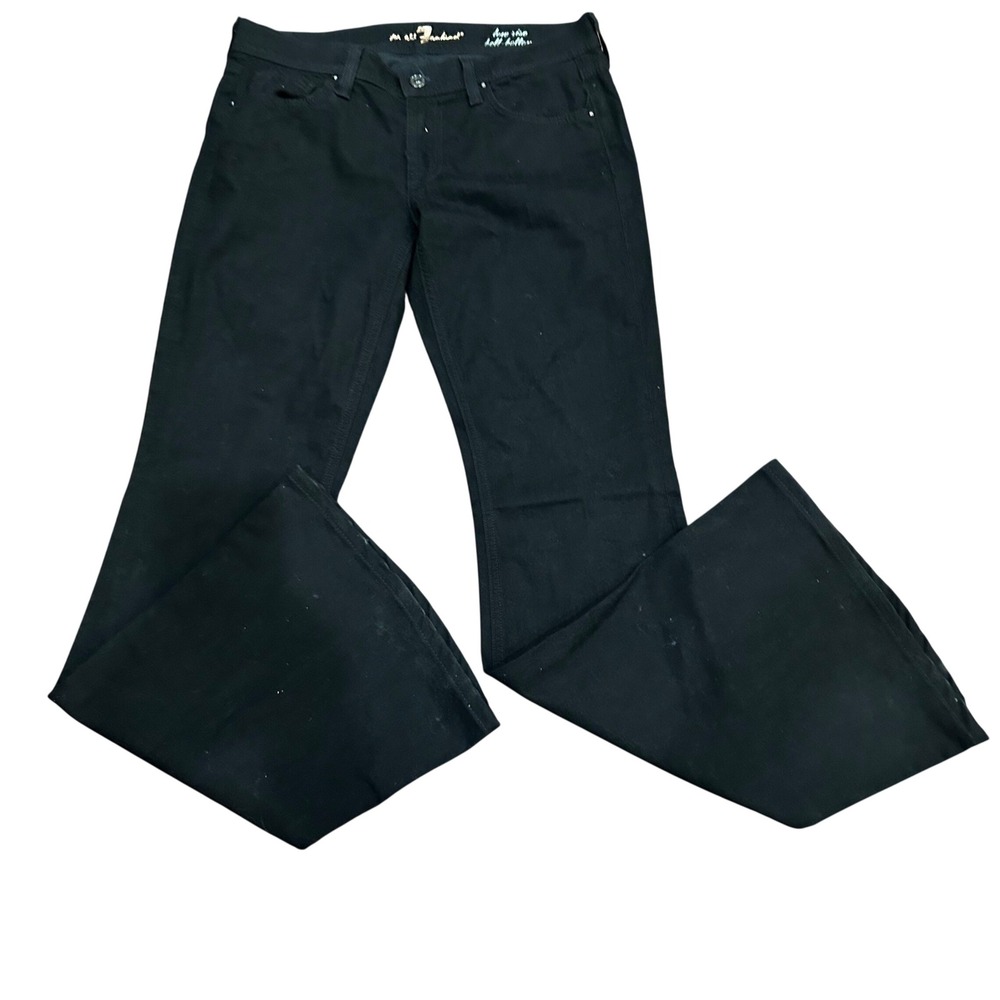 7 For All Mankind Jeans Womens Black Low Rise Bell Bottom Size 28
